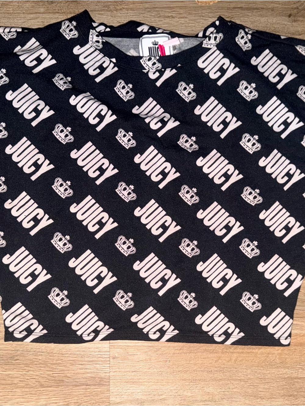 Juicy Couture Black Crop Top with White Logo Print
